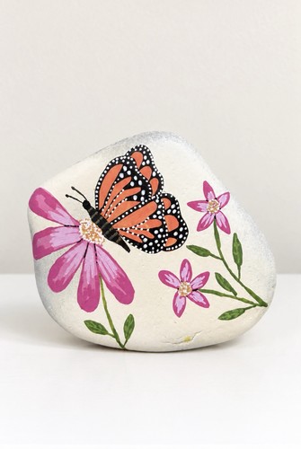 Hand painted butterfly - hand, pebble