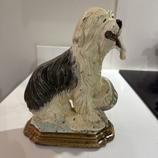 Vintage Cast Iron Old English Sheepdog Door Stop 9 High 7 Wide Heavy Weight