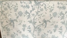 Laura Ashley Summer Palace Off White / Duck Egg Fabric / Remnant x 2 Metres 