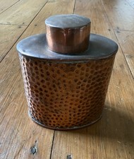 JS & S Joseph Sankey Copper Crocodile Pattern Tea Caddy early 1900s UK
