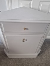 Stag Mahogany Corner Unit Hand Painted In Pebble Grey With 1 Internal Shelf.