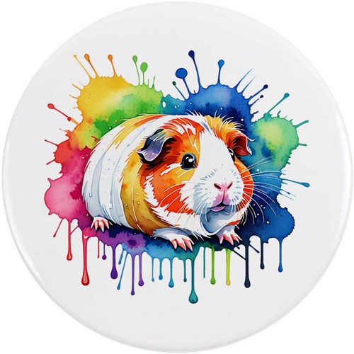 Colourful guinea pig button - 'colourful, pig'