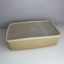 Vintage Tupperware Beige Rectangular Storage Box Lunch Box Butter Cheese 70s 80s