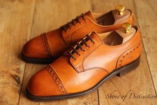 Joseph Cheaney Harvard Tan Leather Derby Brogue Shoes Men's UK 7.5 F US 8.5