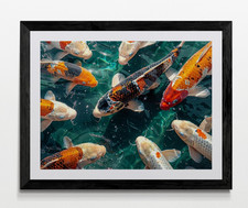 Japanese Koi Carp Fish Framed