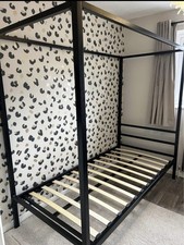 Modern, Single, Four Poster,Black Metal Bed Frame