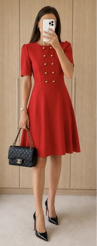 Bennett red dress - red, gold