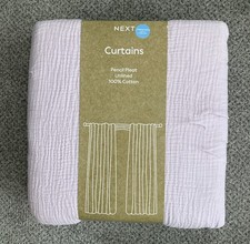 BRAND NEW Next Lilac Purple 100% Cotton Crinkle Pencil Pleat Curtains 54" x66"