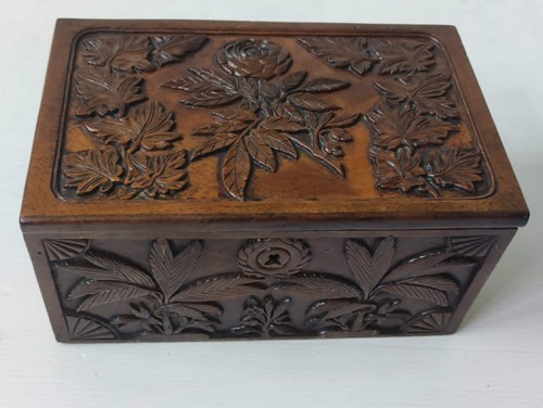 Solid walnut wood carved - solid,