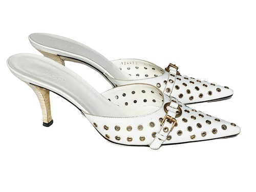 Gucci white leather grommet - gucci,