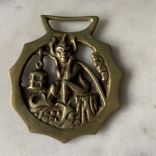 Vintage brass horse medallion - horse,