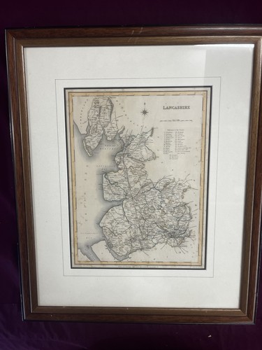 Antique map lancashire - antique,
