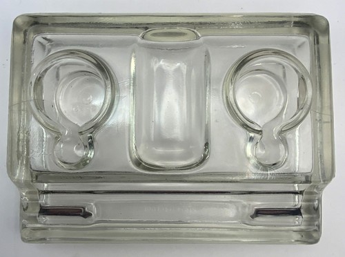 Vintage glass double ink well - glass,