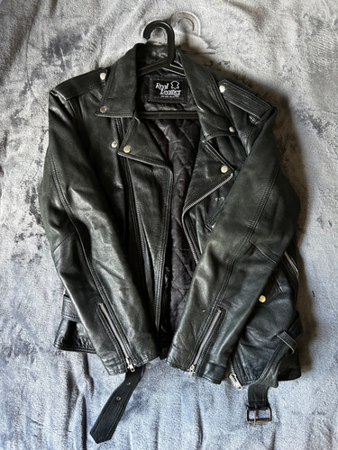 Real leather bomber biker - real,