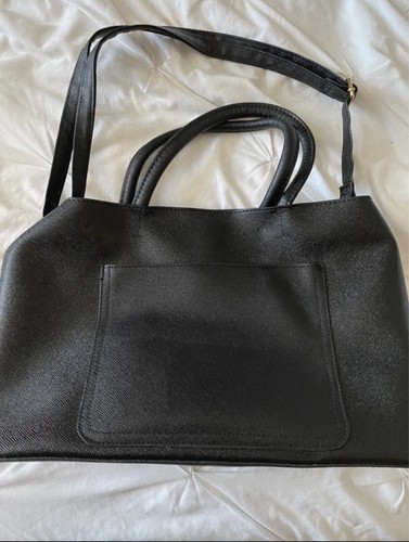 Structured black faux leather - structured,