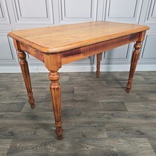 Vintage Solid Wooden Dining Table – Turned Legs – Rustic Farmhouse Kitchen Retro