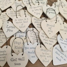 Small Wooden Heart Message Gift Tags Signs Keepsakes Best Friend Label 3cm x 3cm