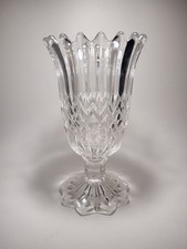 Antique Edwardian Moulded Crystal Glass Ribbed Footed Celery Vase