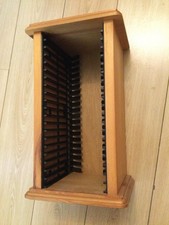 Vintage Solid Pine Wood wooden CD Storage Rack Free Standing Tower 20 CDs 36cm