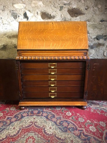 Vintage oak bureau - vintage,