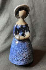VINTAGE JIE VERK STAD SWEDEN ELSI BOURELIUS FIGURINE BUD POSY VASE LABEL BLUE 8”