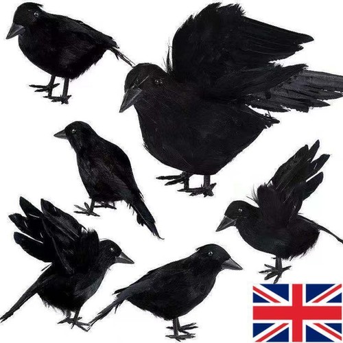 6pcs black lifesize - black, raven