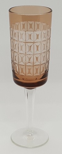 Brown etched glass vintage art - etched,