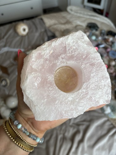Rose quartz tealight - rose, or