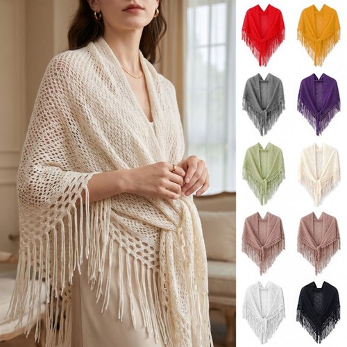 Knitted triangle shawl wraps - knitted,