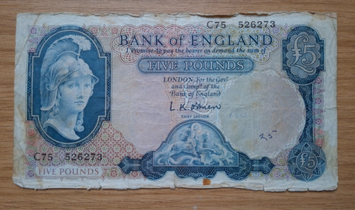 Banknote england five - england,