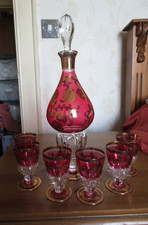 Vintage bohemian footed glass - bohemian,
