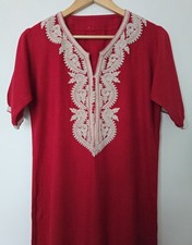 Red Embroidered Kaftan Maxi