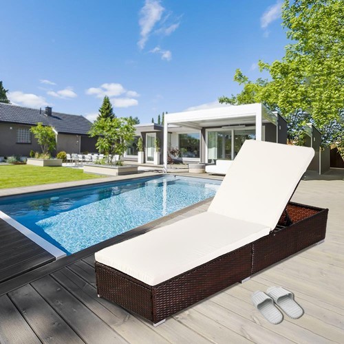 Sun lounger with cushion - cushion, pe