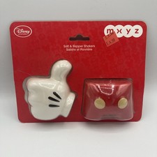 Disney Store Mickey Mouse Glove & Shorts Salt Pepper Shaker Pot Set MXYZ Cruet