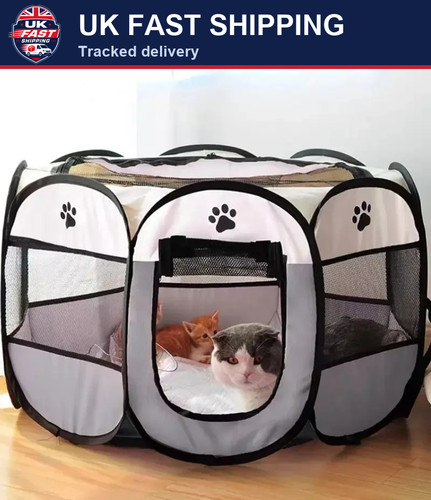 Foldable pet tent kennel with