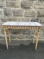 Walnut Marble Top Console Table
