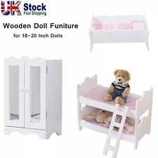 18Inch Doll Bunk Bed/Dolls Closet Wardrobe/Doll Cradle Crib Cot Wooden Furniture