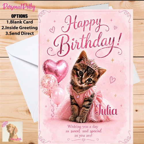 Personalised kitten card - personalised,