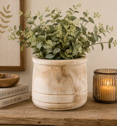 Natural wooden pot rustic - natural,