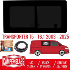 VW Transporter T5-T6.1 Driver Side Sliding Privacy Tinted Window 03-25 & Fit Kit