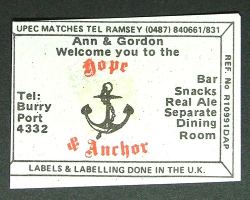 Matchbox label upec pub inn - matchbox,