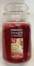 Yankee Candle SUGARED CINNAMON APPLE Large Jar 22 Oz Brown Housewarmer New Wax