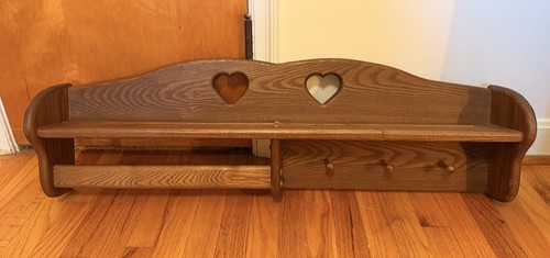 Oak wood wall mounted coat - wood, hat
