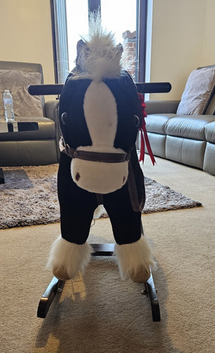 Black white plush rocking - &,