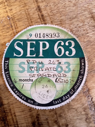 Vintage old tax disc september - disc,