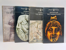4 x vintage 1960s Penguin Classics books (Homer / Sophocles / Plato / Juneval)