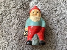 Vintage Cast Garden Gnome Hollow Plaster / Terracotta 6.5” Retro