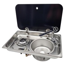 NAVY LOAD SINK & HOB + MIXER TAP CAMPERVAN MOTORHOME GAS COOKER BURNER UNIT KIT