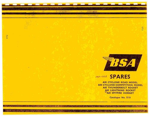 Bsa parts manual - bsa, book