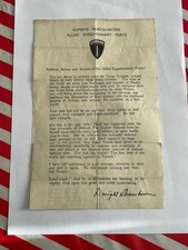 World War II D-Day Eisenhower Letter - Supreme Headquarters Allied Force